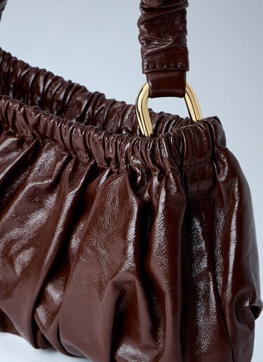 LN-CC® - Marni: Ruched Leather Shoulder Bag - Brown Marni Ruched Leather Shoulder Bag Brown mni0265027