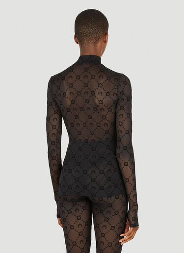 Marine Serre Flocked Mesh Long Sleeve Top Black mrs0252027