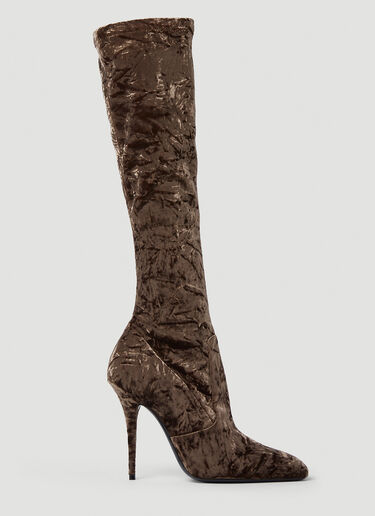 Saint Laurent Talia Velvet Boots Brown sla0249090