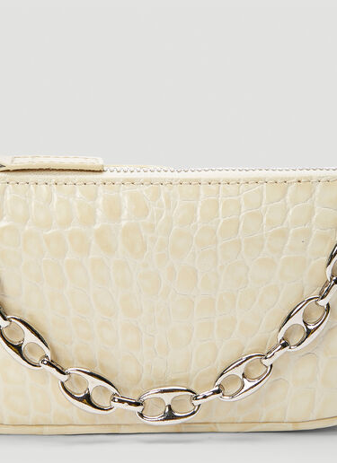 BY FAR Mini Rachel Crocodile Embossed Shoulder Bag Cream byf0243003