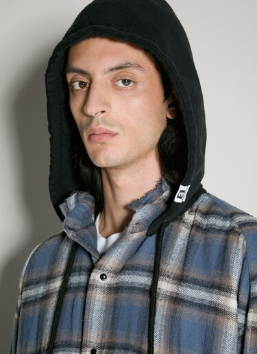 스웨트 후드 체크 셔츠  Maison Mihara Yasuhiro 스웨트 후드 체크 셔츠  블루 mmy0156015