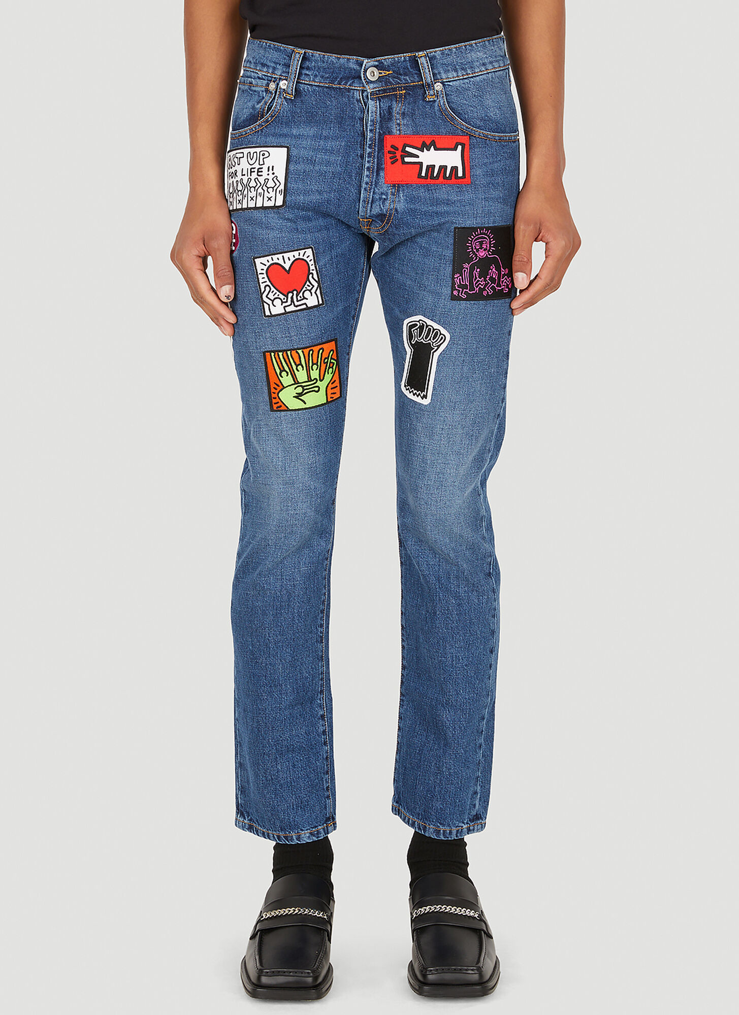 HONEY FUCKING DIJON HONEY FUCKING DIJON X KEITH HARING JEANS UNISEX BLUEUNISEX