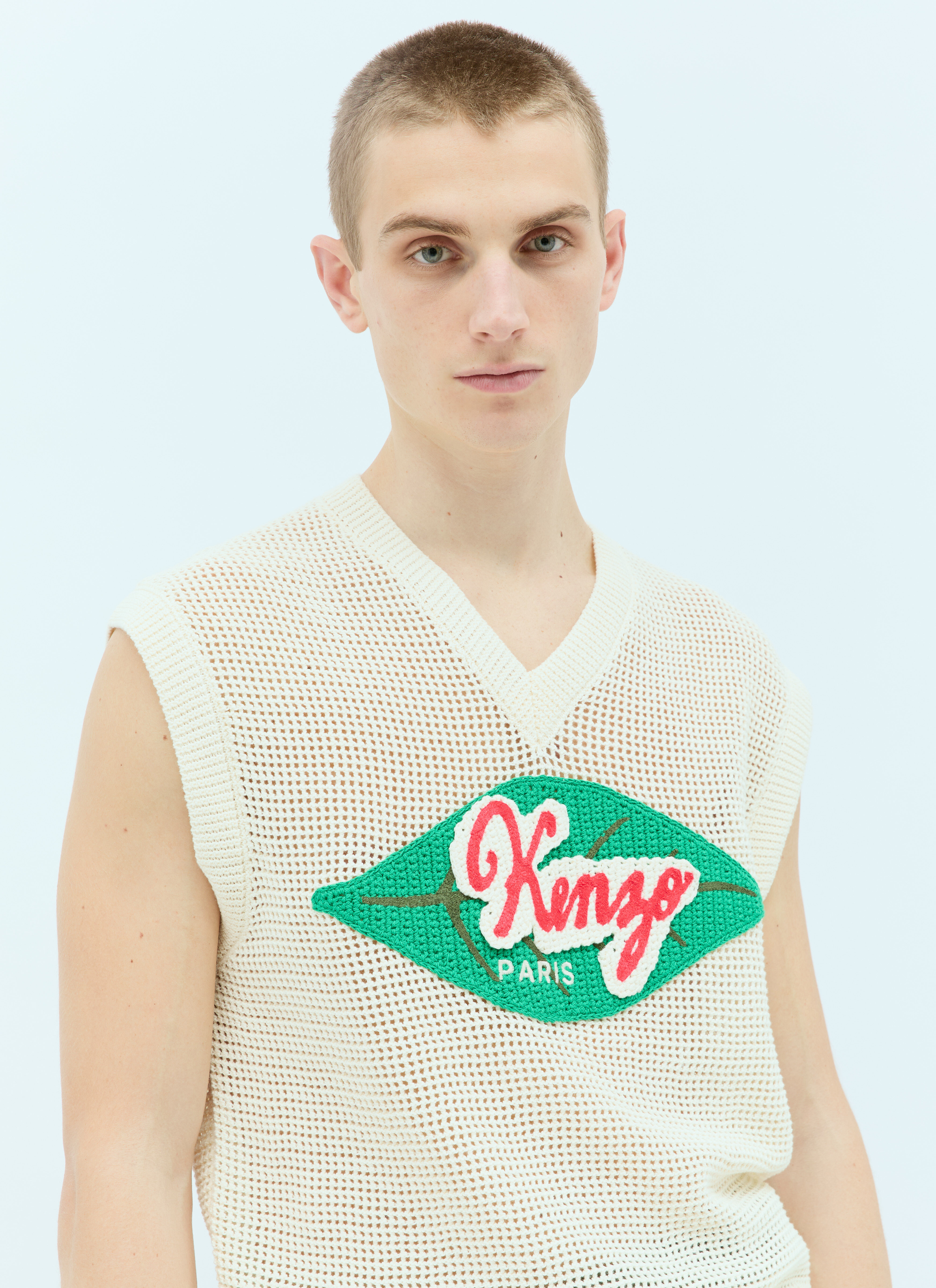 Kenzo Men s Fruit Stickers Knit Vest in White LN CC