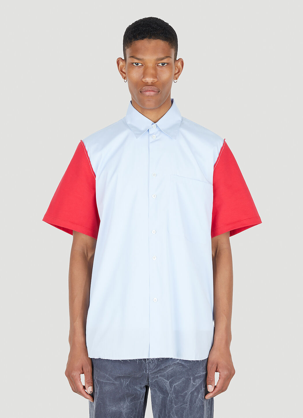 Camiel Fortgens Research Contrasting Sleeve Shirt  베이지 caf0150005
