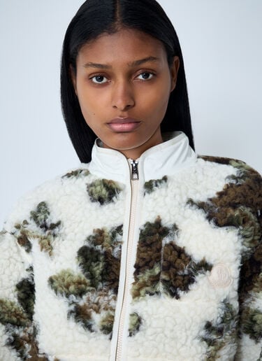 Moncler Textured Zip-Up Jacket White mon0262040