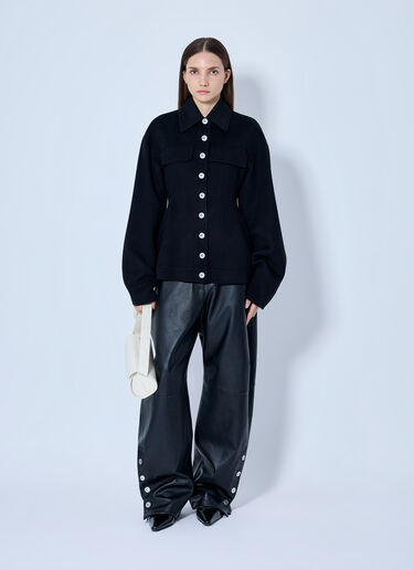 LN-CC® - Sportmax: Structured Button-Down Jacket - Black Sportmax Structured Button-Down Jacket Black spx0265011