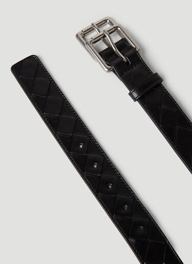 Bottega Veneta Intrecciato Double Buckle Belt Black bov0151116