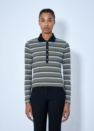 Marni Striped Long Sleeve Polo Shirt Blue mni0265009