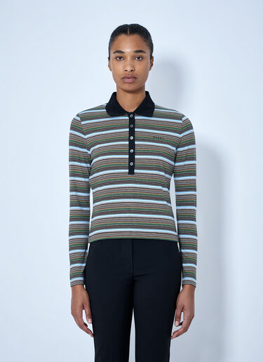 LN-CC® - Marni: Striped Long Sleeve Polo Shirt - Blue Marni Striped Long Sleeve Polo Shirt Blue mni0265009