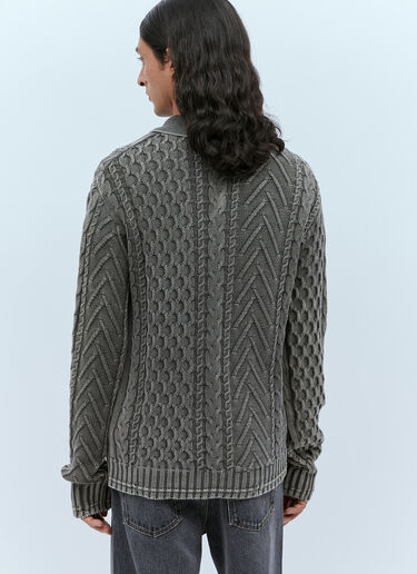 K-Epano Washed Cable Knit Cardigan Diesel K-Epano Washed Cable Knit Cardigan Dark Grey dsl0154020