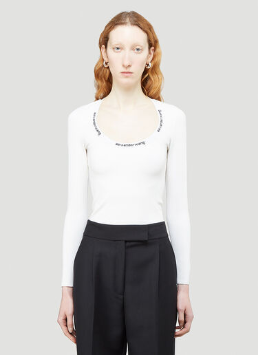 Alexander Wang Logo Long-Sleeved Top White awg0243019