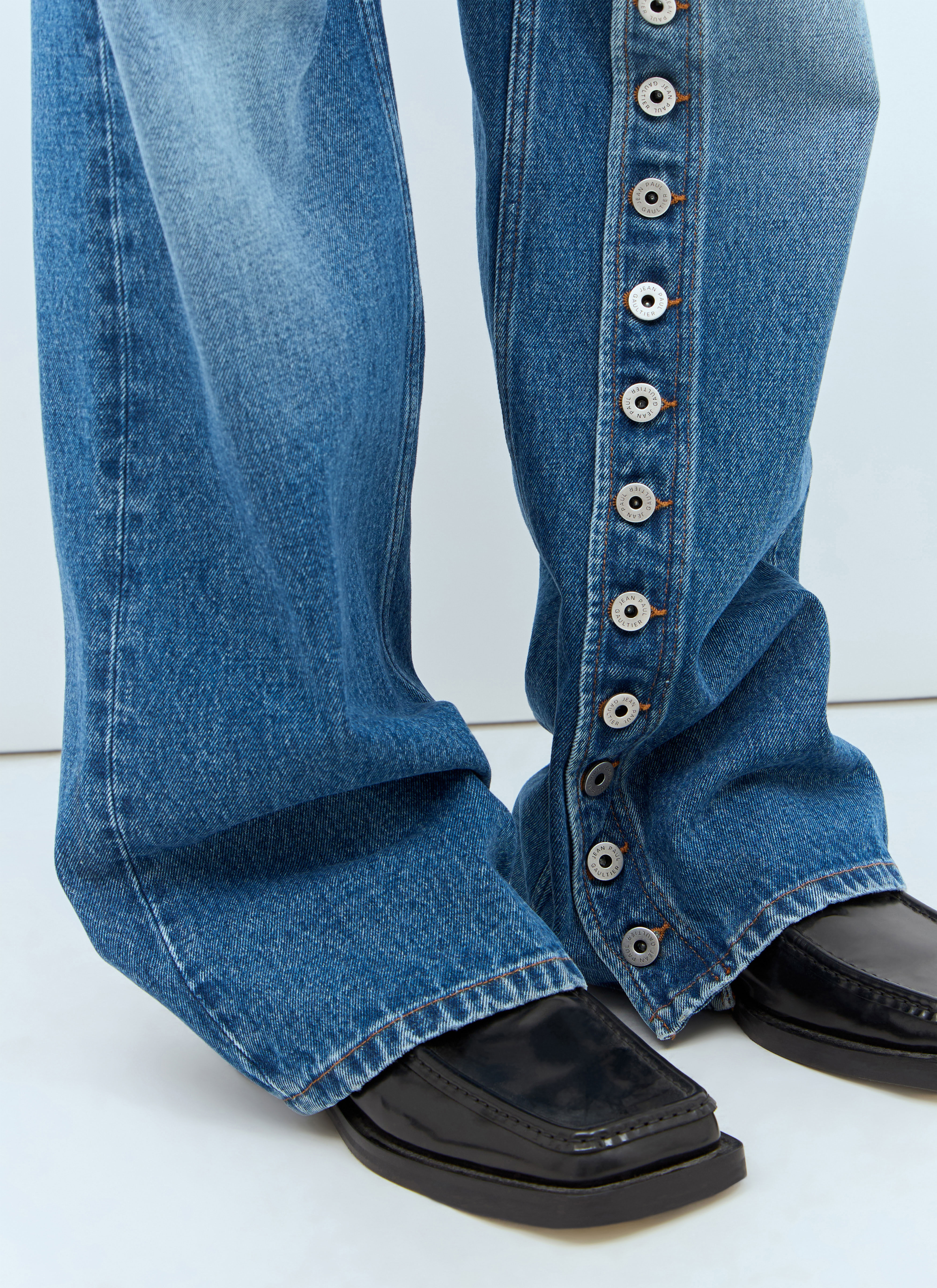 Jean Paul Gaultier Men's' Buttoned Leg Jeans in Blue | LN-CC®