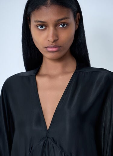 Rick Owens Silk Draped Maxi Dress Black ric0263036