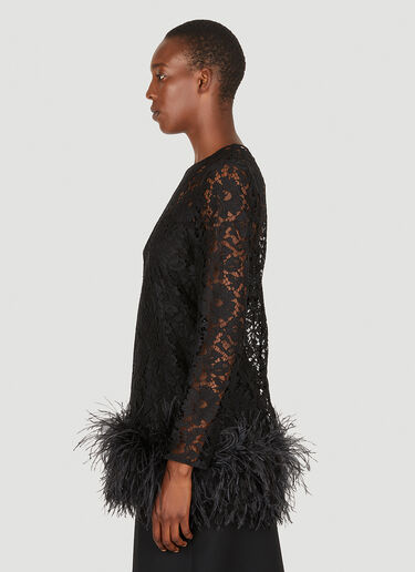 Valentino Lace Feather Trim Top Black val0249009