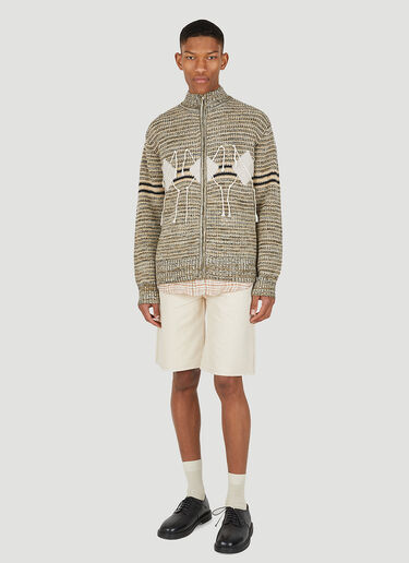 Wynn Hamlyn Men's Argyle Zipper Sweater Beige wyh0148013