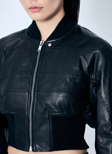 Rick Owens Girdered Bomber Cropped Jacket Black ric0259014