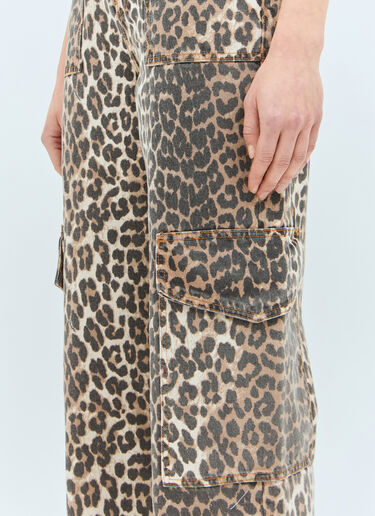 GANNI Angi Leopard Print Jeans Brown gan0258082