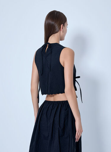 LN-CC® - Cecilie Bahnsen: Embroidered Taffeta Lace-Up Top - Black Cecilie Bahnsen Embroidered Taffeta Lace-Up Top Black cec0266003