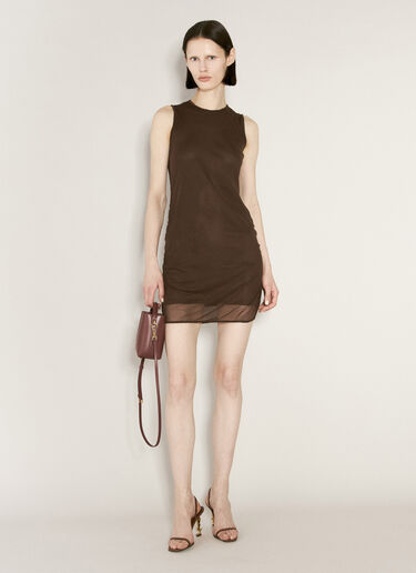 Saint Laurent Tulle Tank Mini Dress Brown sla0255027