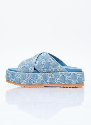 Gucci GG Denim Platform Sandals Blue guc0255083
