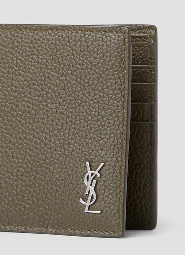 Saint Laurent 徽标铭牌双折钱包 卡其色 sla0151075