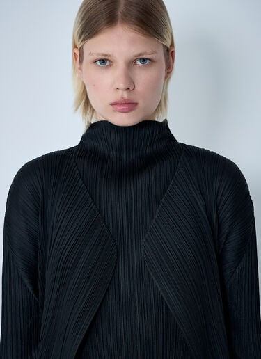 Pleats Please Issey Miyake Pleated Cardigan Black plp0261009