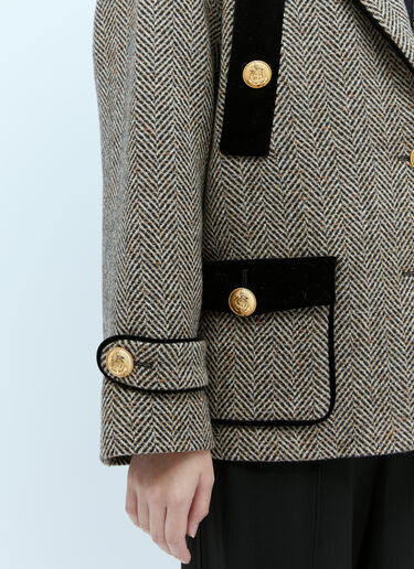 Wool Boucle Herringbone Jacket Gucci Wool Boucle Herringbone Jacket Grey guc0253028