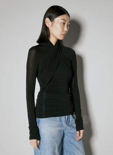 Semi-Sheer Cross Top Saint Laurent Semi-Sheer Cross Top Black sla0253022