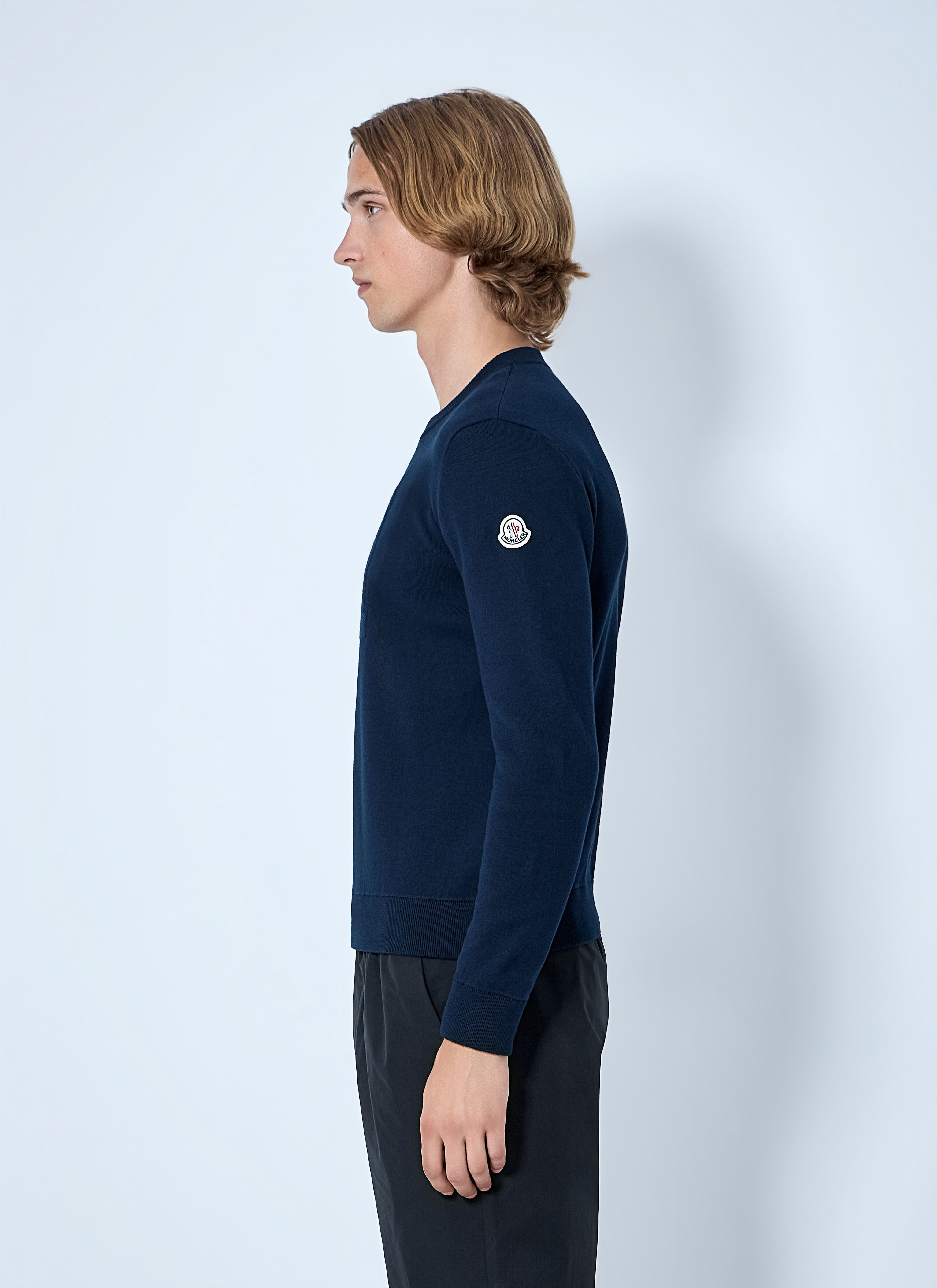 Moncler Men's' Embroidered Logo Sweater in Blue | LN-CC®
