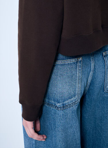 Miu Miu Logo Motif Hooded Sweatshirt Brown miu0260003