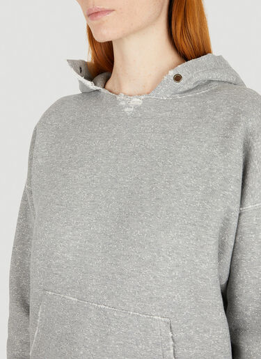 Saint Laurent Distressed Hooded Sweatshirt Grey sla0249009