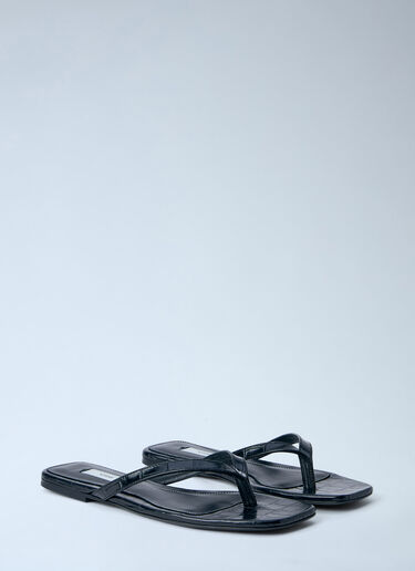 TOTEME Leather Flip Flops Black tot0264042