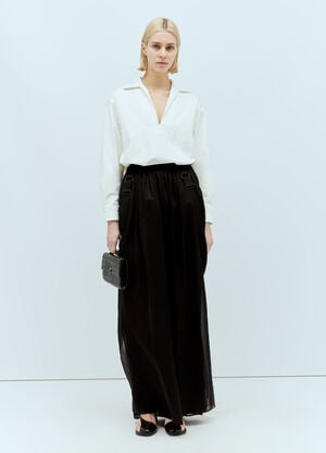 Max Mara Silk Chiffon Maxi Skirt Black max0256060
