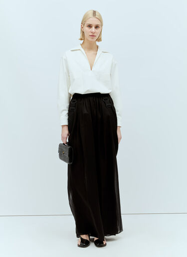 Max Mara Silk Chiffon Maxi Skirt Black max0256060