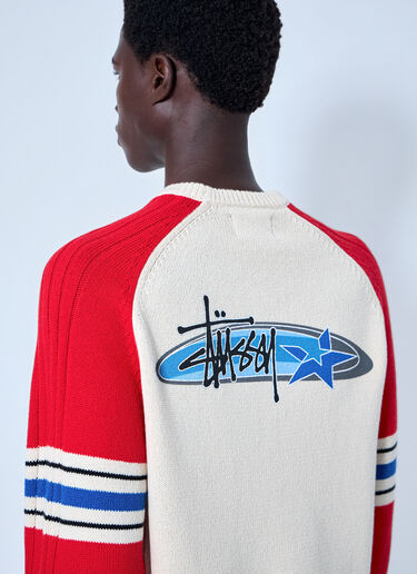 LN-CC® - Stüssy: Stripe Raglan Crewneck Sweatshirt - Red Stüssy Stripe Raglan Crewneck Sweatshirt Red sts0164032