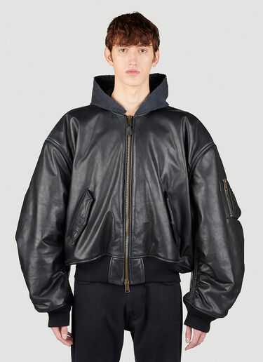 Balenciaga Hooded Oversized Bomber Jacket Black bal0153001