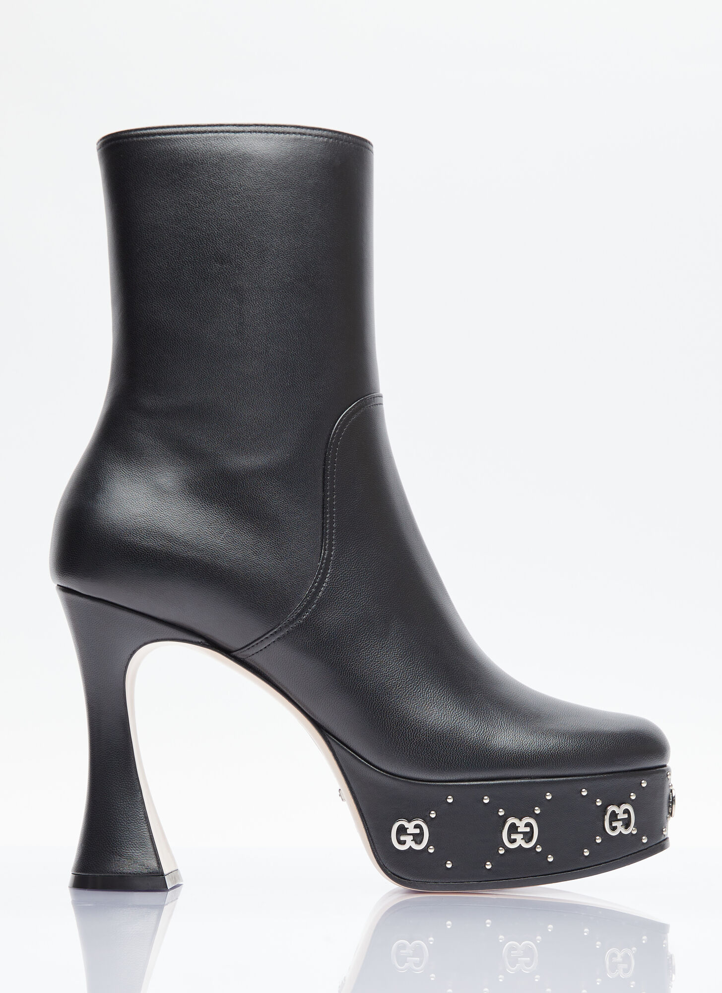 Shop Gucci Gg Studs Platform Boots In Black