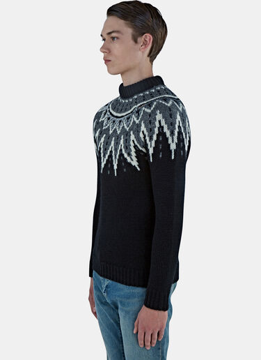 Saint Laurent Fair Isle Sequin Knitted Sweater Black sla0126021
