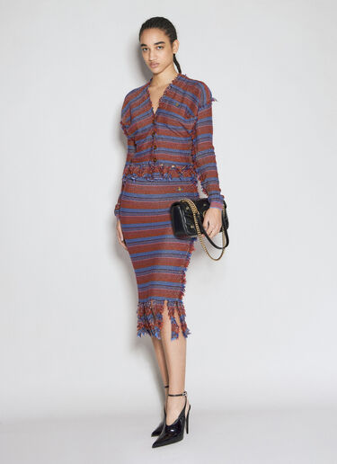 Vivienne Westwood 条纹间断线迹针织中长半裙  红色 vvw0255048