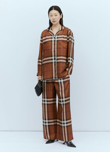 Jackie Check Pyjama Shirt Burberry Jackie Check Pyjama Shirt Brown bur0253027