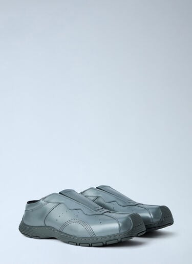 Dr. Martens Aurix Gunmetal Satin Finish Leather Slip Ons Grey drm0365006