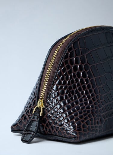 TOTEME Croc-Embossed Day Pouch Dark Brown tot0263084