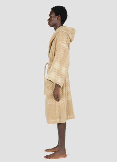 Burberry Check Cotton Jacquard Hooded Robe Beige bur0352001
