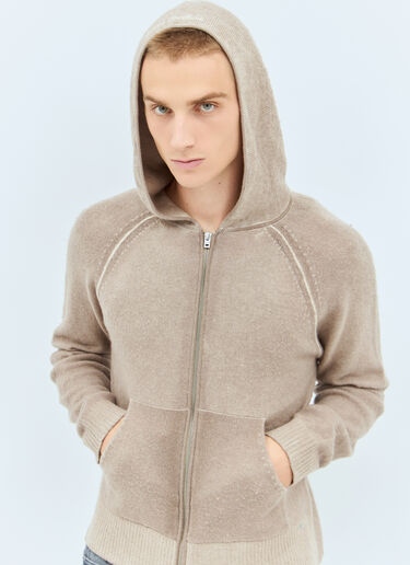 Acne Studios Wool-Blend Zip-Up Hooded Cardigan Beige acn0157020