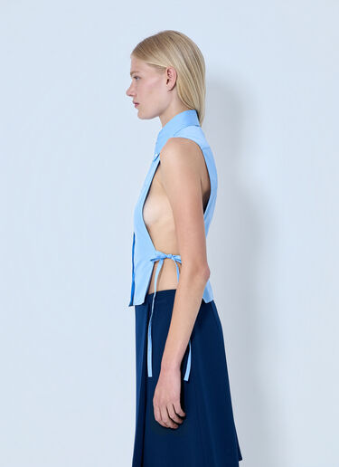 Miu Miu Poplin Sleeveless Shirt Blue miu0264101