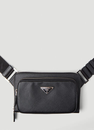 Prada Logo Plaque Belt Bag in Black