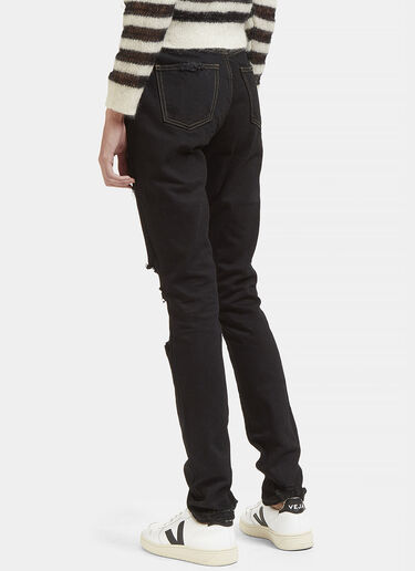 Saint Laurent High-Waisted Distressed Skinny Jeans Black sla0227028