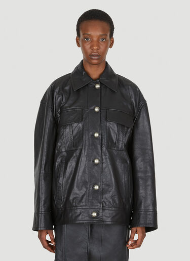 Sportmax Beta Leather Jacket Black spx0249007