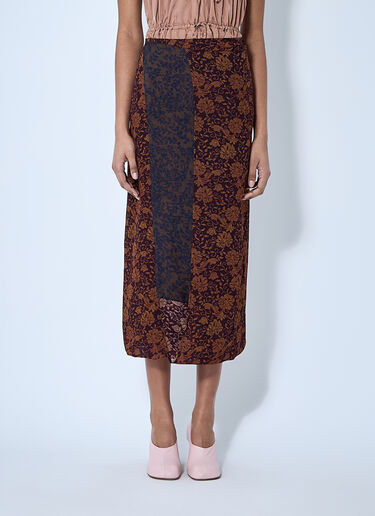 Dries Van Noten Silk-Blend Wrap Skirt Dark Brown dvn0260013