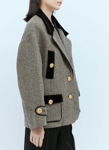 Wool Boucle Herringbone Jacket Gucci Wool Boucle Herringbone Jacket Grey guc0253028